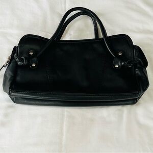 Vintage Spiegel Black Leather Hand Bag